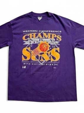 Vintage 1990s Phoenix Suns Purple Graphic Tee – Retro '93 Champs Design XL